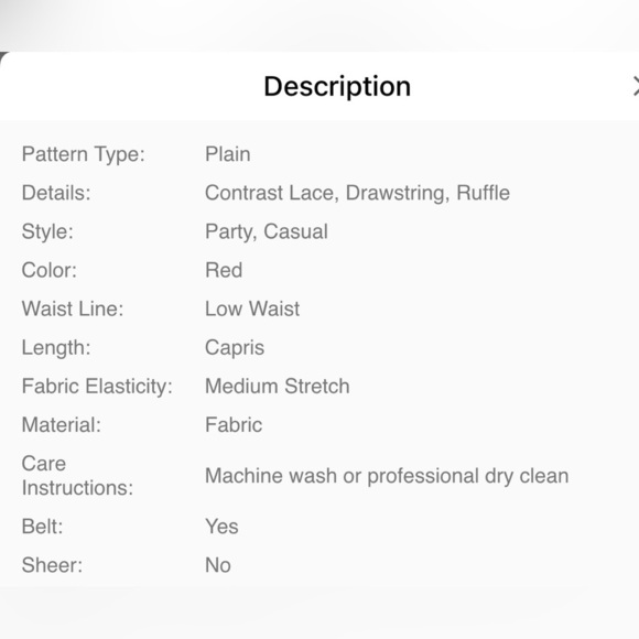 Red Lace Trimmed Capris with Elastic Waistband - Picture 8 of 8